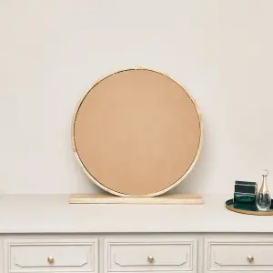 Melody Maison Round Wooden Freestanding Table Top Mirror