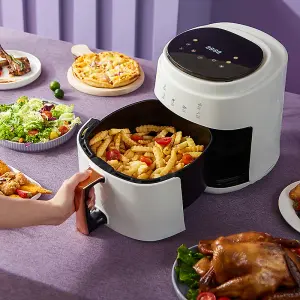 Family Size 5.5 L 1400W White Digital Air Fryer Oven with Non Stick Basket and Timer