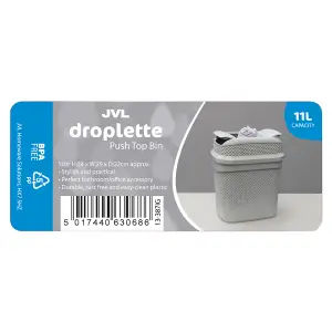 JVL Droplette Design Plastic Lidded Bin, Grey