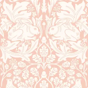 Hoopla Walls Forest Rabbit Soft Pink Smooth Matt Wallpaper