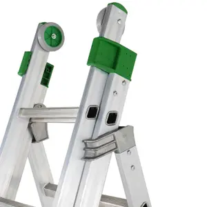 PREMIUM 18 Tread Combination Ladder 3 Section Extension Step Frame & Stairwell