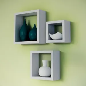 Natalia 3 Piece Square Floating Shelf White