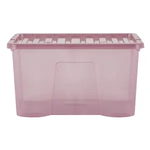 Wham Crystal 10 x 60L Plastic Storage Boxes with Lids. Large Size, Strong. Made in the UK Tint Dusky Orchid