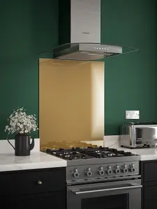 Brass Glass Kitchen Self Adhesive Splashback 600 x 750mm