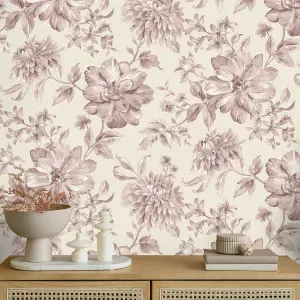 Fine Decor FD43609 Isabella Floral Wallpaper Roll, Pink