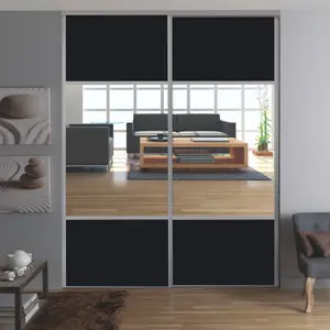 Form Valla Dark grey Mirrored Sliding wardrobe door, (H) 2260mm x (W) 622mm