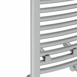 Rinse Bathrooms Electric Heated Towel Rail Curved Chrome Bathroom Towel Radiator 1200x300mm - 600W