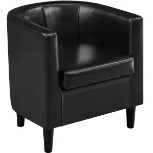 Yaheetech Faux Leather Barrel Shaped Accent Chair - Black