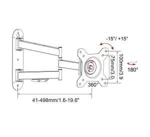 Duronic TVB1125 Full Range TV Bracket, Swivel and Tilt Wall Mount with VESA 600x400 for Flat Screen Television 13-30"