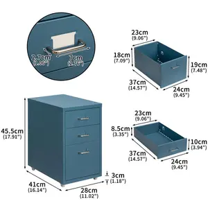 Abdulai 28cm Wide 3 -Drawer Mobile Steel File Cabinet Blue