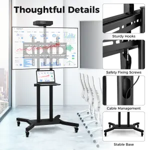 COSTWAY Mobile TV Stand Portable Television Stand for 32-70 Inch TVs & Monitors