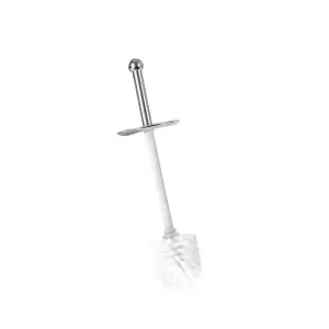 Innoteck Essentials Bathroom Toilet Brush and Holder with Matt Finish and Stainless Steel Handle - WHITE.