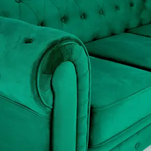 Velvet Chesterfield Arm Chair - Jade Green