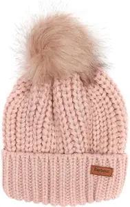 Women's Barbour Saltburn Bobble Hat - Pink - One Size