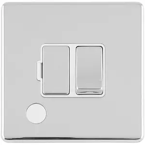 1 Gang 13A Switched Fuse Spur & Flex Outlet SCREWLESS POLISHED CHROME Isolation