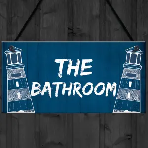 THE BATHROOM Sign Nautical Theme Toilet Loo Bathroom Sign Beach Theme