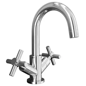 Nes Home Indigo Bathroom Basin Mixer Modern Crosshead Chrome Tap Solid Brass