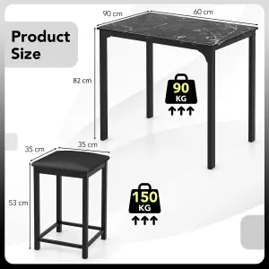 Costway 3-Piece Dining Table Set Modern Bar Table w/ 2 Upholstered Bar Stools