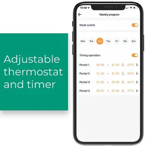 Bray Wifi Dual Fuel Heated Towel Rail With Thermostat, Timer, Straight, Black - W400 x H800 mm