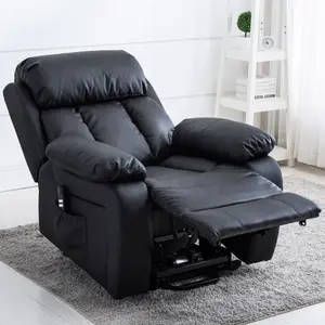 Chester Dual Motor Electric Rise Recliner Bonded Leather Armchair Electric Lift Riser Chair (Black)