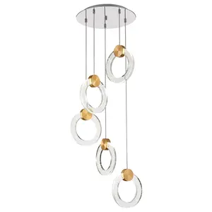 Luminosa Contemporary LED Cluster Pendant Ceiling 5 Light Gold, Glass 3000K