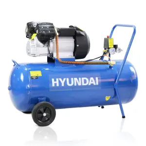 Hyundai 100 Litre Air Compressor, 14CFM/116psi, Silenced, V Twin, Direct Drive 3hp HY30100V