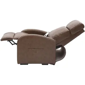 Single Motor Rise and Recline Lounge Chair - Nutmeg PU Leather Material