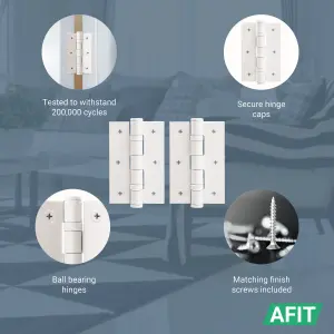 AFIT White Door Hinges - 3 Inch / 76mm  Internal Fire Door Hinges - 1 Pair