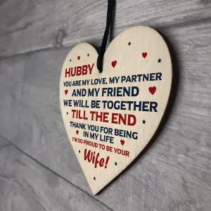 Red Ocean Husband Hubby Gift Novelty Wooden Heart Anniversary Birthday Gift For Him Poem Gift From Wife