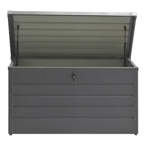 4 x 2 ft Grey Waterproof Metal Outdoor Garden Storage Box Patio Box Lockable 350 L