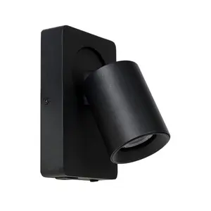 Lucide Nigel Modern Wall Spotlight - LED Dim. - GU10 - 1x5W 3000K - With USB charging point - Black