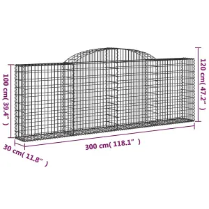 Berkfield Arched Gabion Baskets 8 pcs 300x30x100/120 cm Galvanised Iron