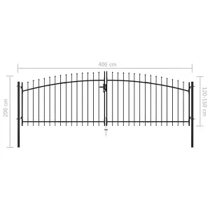 Berkfield Double Door Fence Gate with Spear Top 400x200 cm