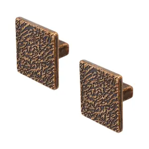 DecorAndDecor - ARIS Antique Copper Decorative Square Modern Cabinet Drawer Knob - Pair