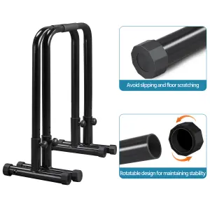 Yaheetech Black Adjustable Dip Bar Stand for Tricep Dips