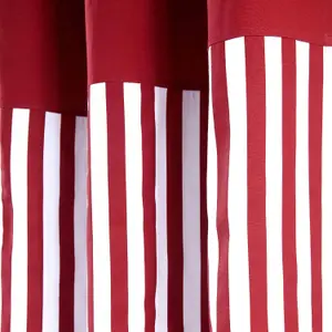 Homescapes Thick Red Stripe Ready Made Eyelet Curtain Pair, 137 x 182 cm Drop