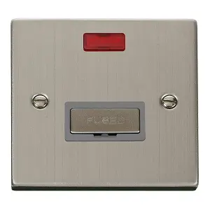 Stainless Steel 13A Fused Ingot Connection Unit With Neon - Grey Trim - SE Home