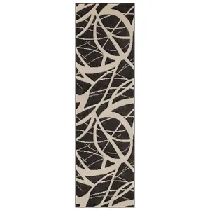 Modern Optical 3D Charcoal Easy to Clean Abstract Rug for Dining Room-200cm X 285cm