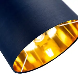 Contemporary Blue Cotton 10 Table/Pendant Lamp Shade with Shiny Copper Inner