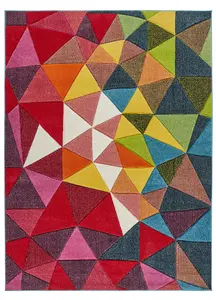 Modern Rug, Geometric Rug for Bedroom, Living Room, Stain-Resistant Modern Rug, 12mm Thick Multicolor Rug-80cm X 150cm