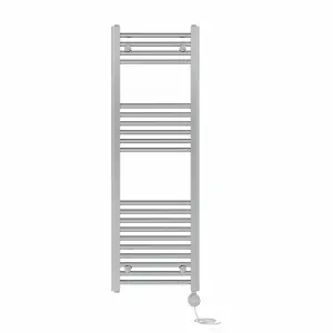 Right Radiators Prefilled Thermostatic Electric Heated Towel Rail Straight Ladder Warmer Rads - Chrome 1200x400 mm