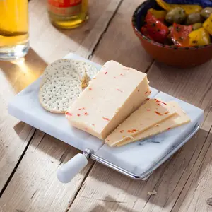 Judge Marble, 21 x 20cm Cheese Board & Cutter, White