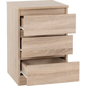 Braunstein 3 Drawer Bedside Table Sonoma Oak