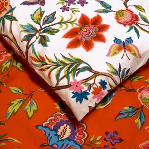 Rufus Cotton Blend, Polyester Floral Duvet Cover Set with Pillowcases Verdi / Super King - 2 Standard Pillowcases