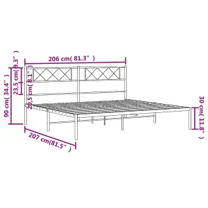 Berkfield Metal Bed Frame with Headboard White 200x200 cm