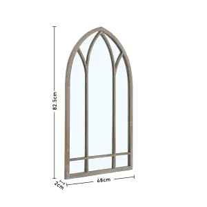 Brown Arched Decorative Metal Wall Mount Garden Window Framed Mirror 480x825mm