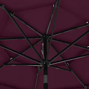 Berkfield 3-Tier Parasol with Aluminium Pole Bordeaux Red 3 m