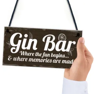 Red Ocean Gin Bar Sign Man Cave Home Bar Plaque Novelty Gift Shabby Chic Hanging Plaque Sign