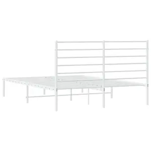 Berkfield Metal Bed Frame with Headboard White 120x190 cm 4FT Small Double