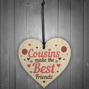 Red Ocean Cousin Heart Plaque Best Friend Friendship Sign Wooden Heart Birthday Christmas Card Gift THANK YOU